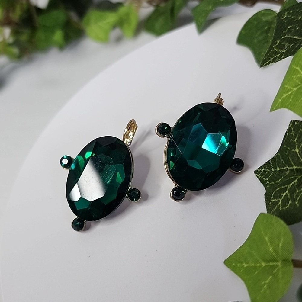 Statement Emerald Green Crystal Earrings
